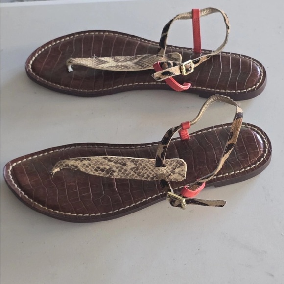 Sam Edelman Sandal Women 8/8.5 Gigi Mixed Animal Print Leather Cheetah Summer - Picture 8 of 10